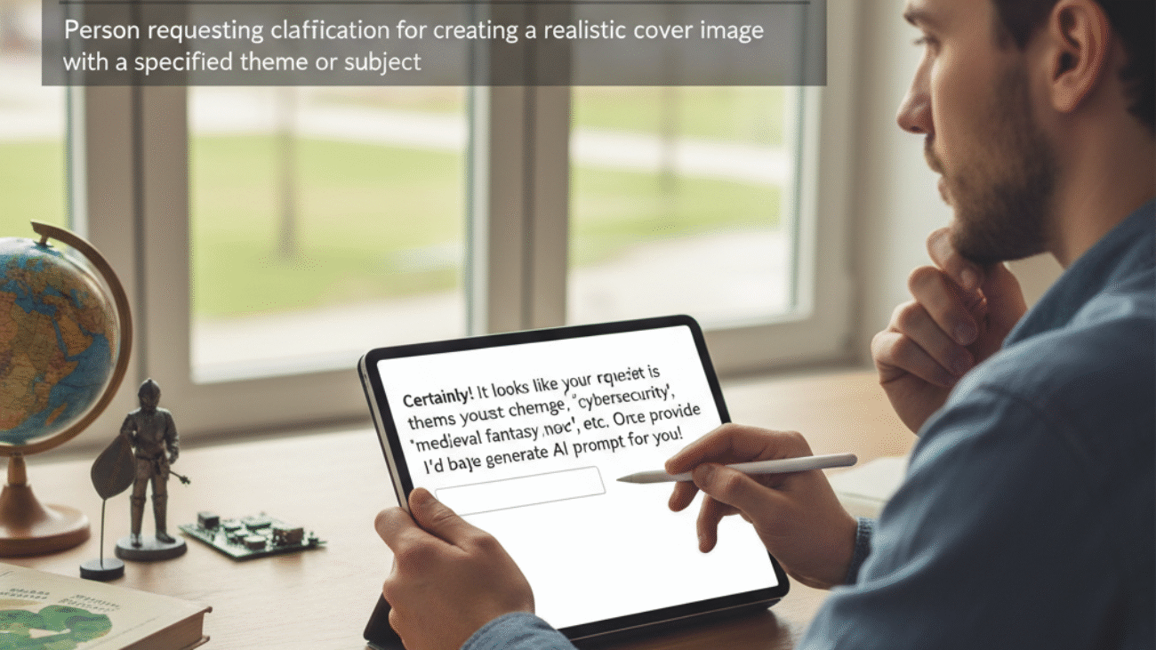 Person requesting clarification for creating a realistic cover image with a specified theme or subject.